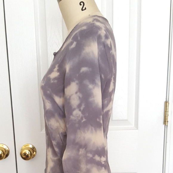 100% Silk Tie Dye Zip Front Long Sleeve Blouse XS - Picture 3 of 8